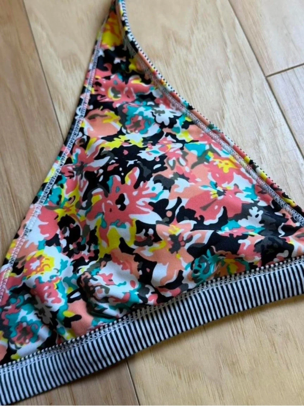 Roxy reversible Black, and white striped and Triangle Bikini Top